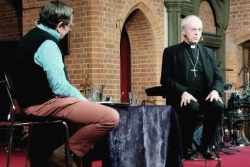 Archbishop Justin Welby being interviewed by Tim Cross