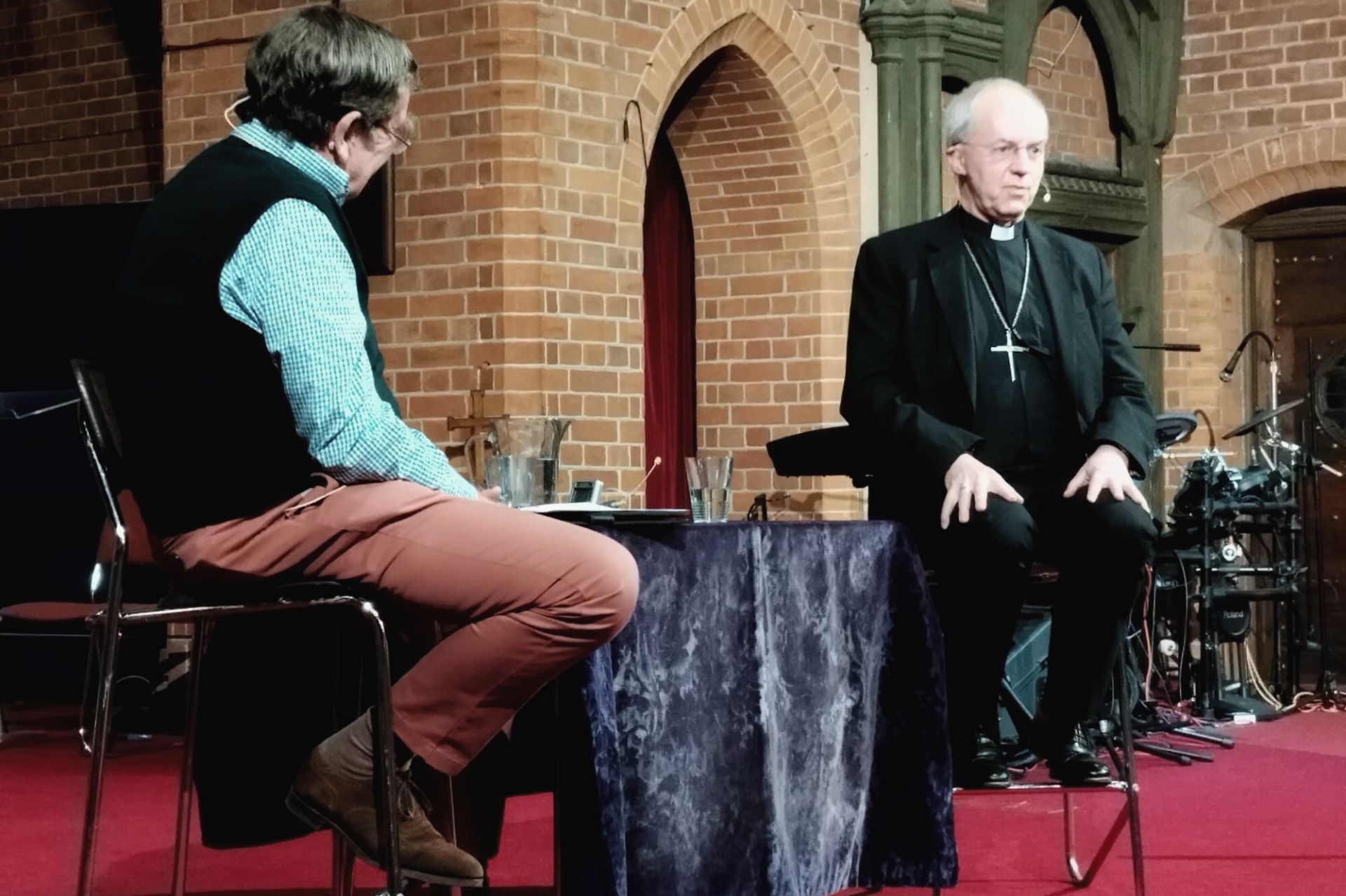 Archbishop Justin Welby sat across Tim Cross at St Paul's Camberley