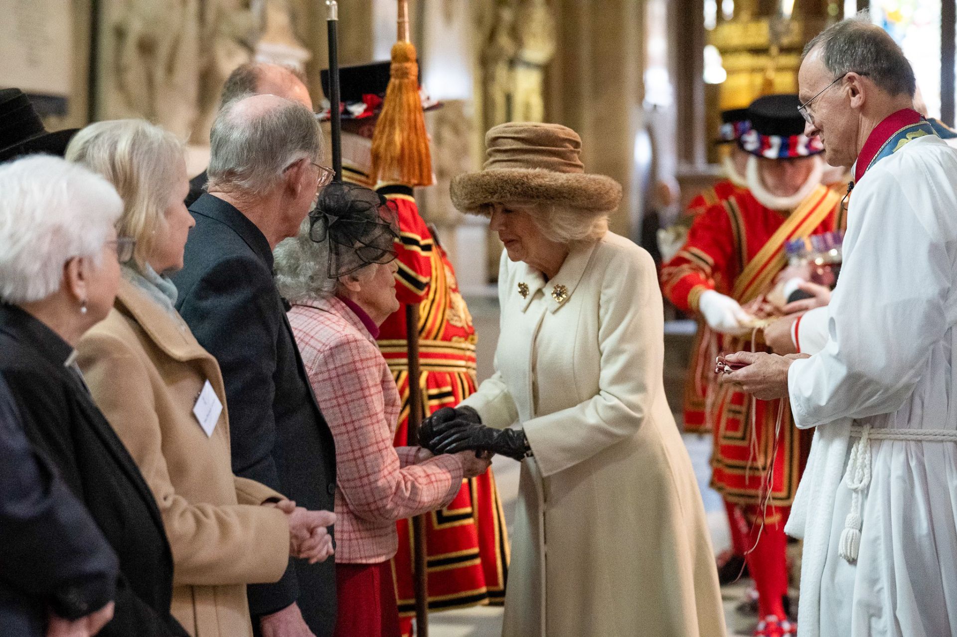 Sheila being presented her Maundy Money by Her Majesty Queen Camilla