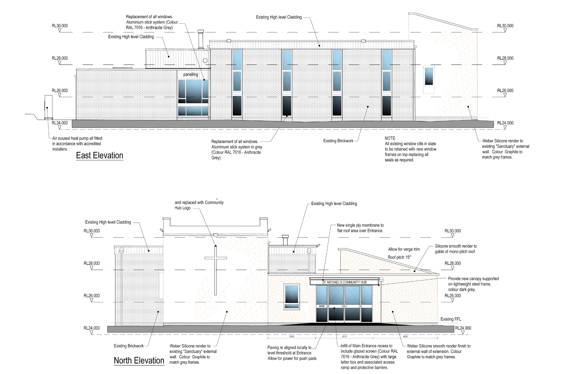 Technical drawing of the planned extension for St Michael's Church Sheerwater