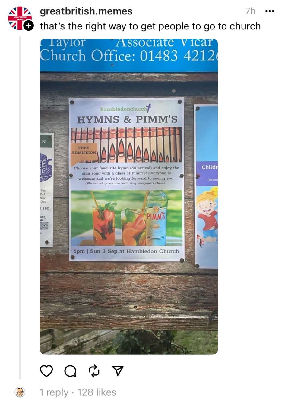 Screenshot from Threads showing a photo of a warn wooden noticeboard with a poster on