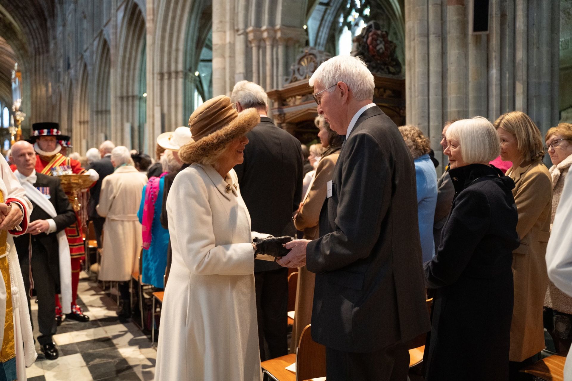 Stephen being presented his Maundy Money by Her Majesty Queen Camilla