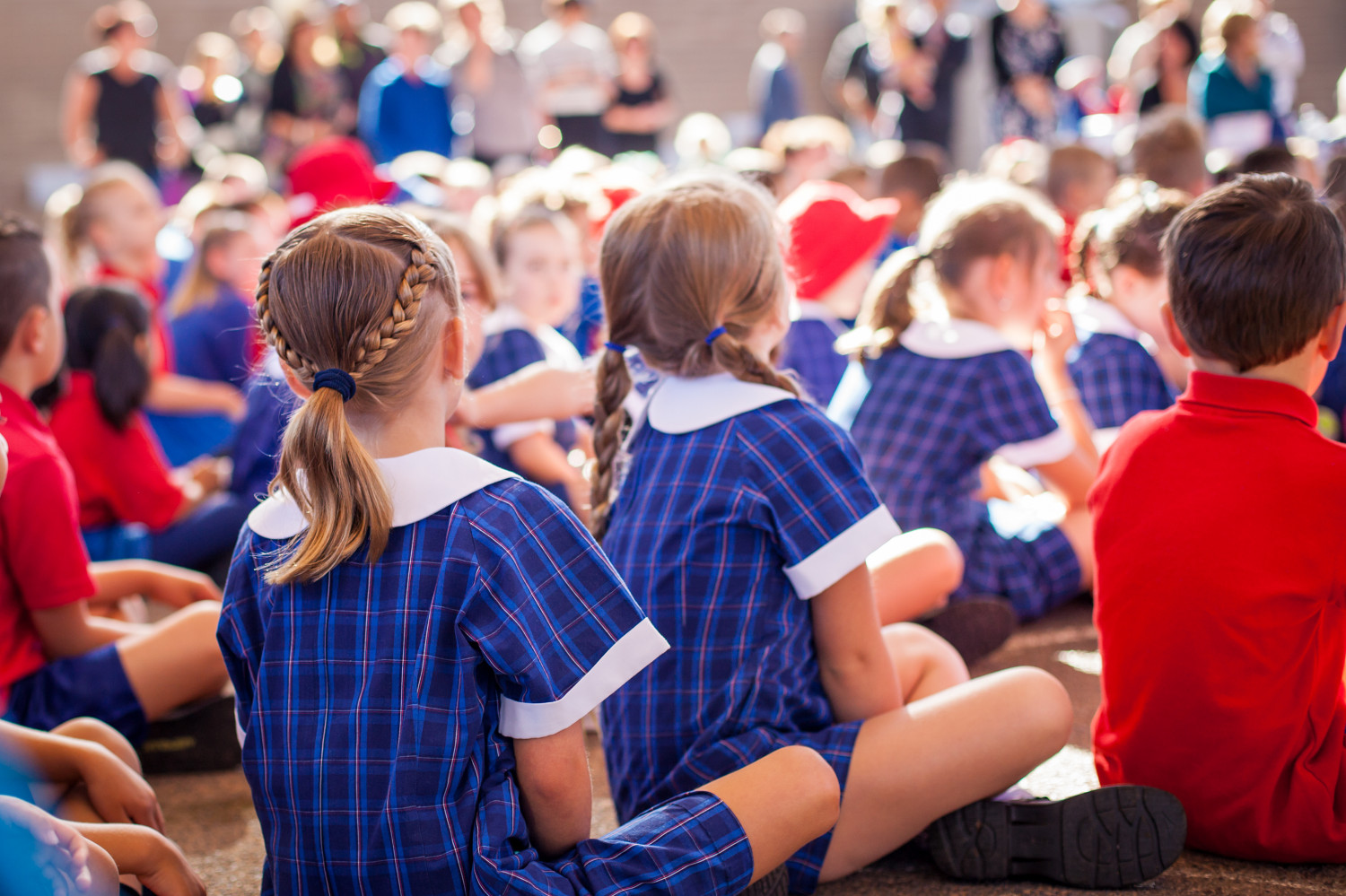 School children sat for an assembly